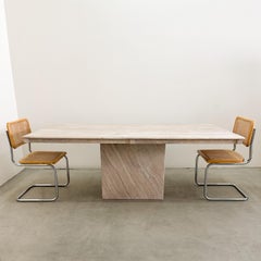 Vintage Mid-Century Modern Travertine Stone Rectangle Dining Table 70s 80s