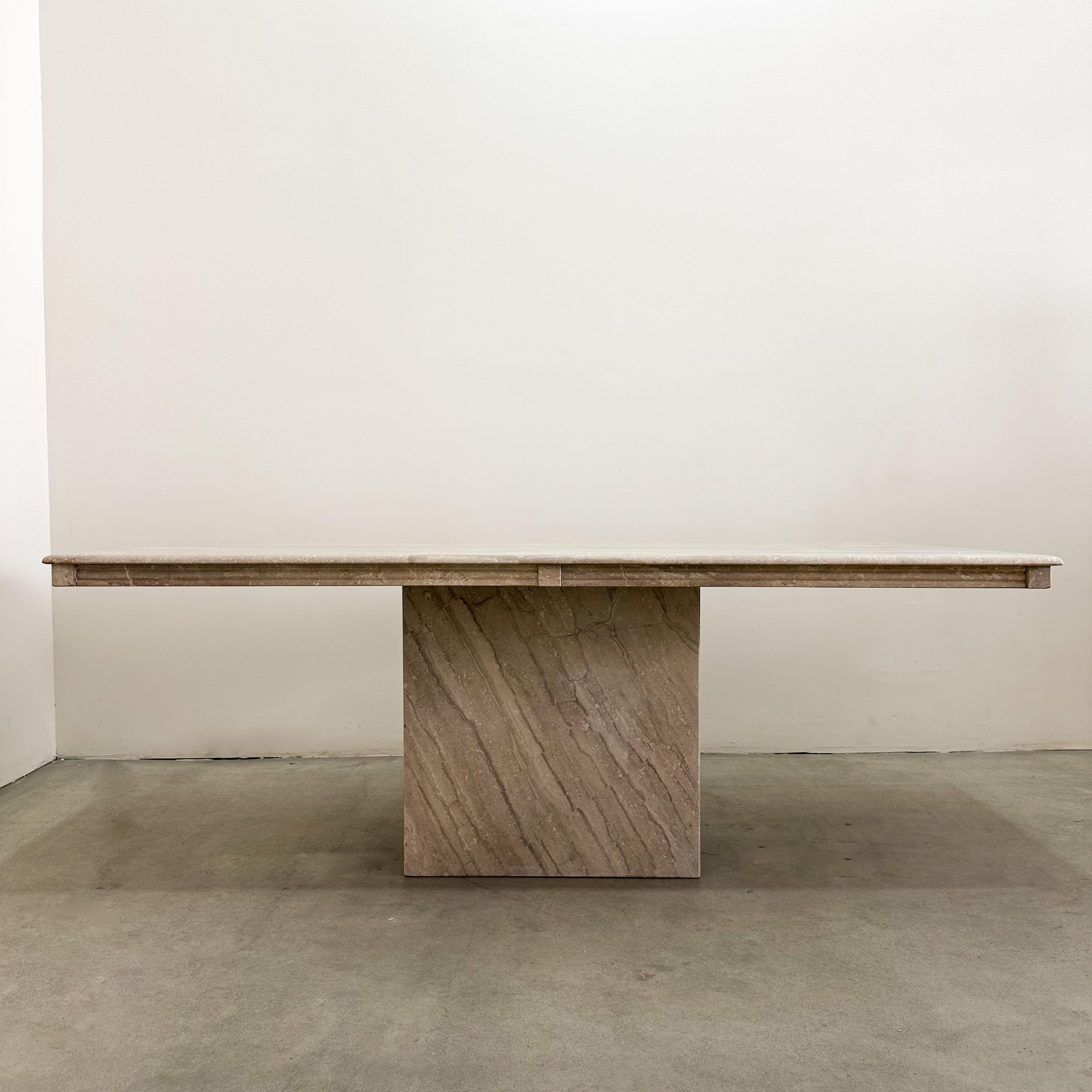 Inconnu Vintage Mid-Century Modern Travertine Stone Rectangle Dining Table 70s 80s en vente