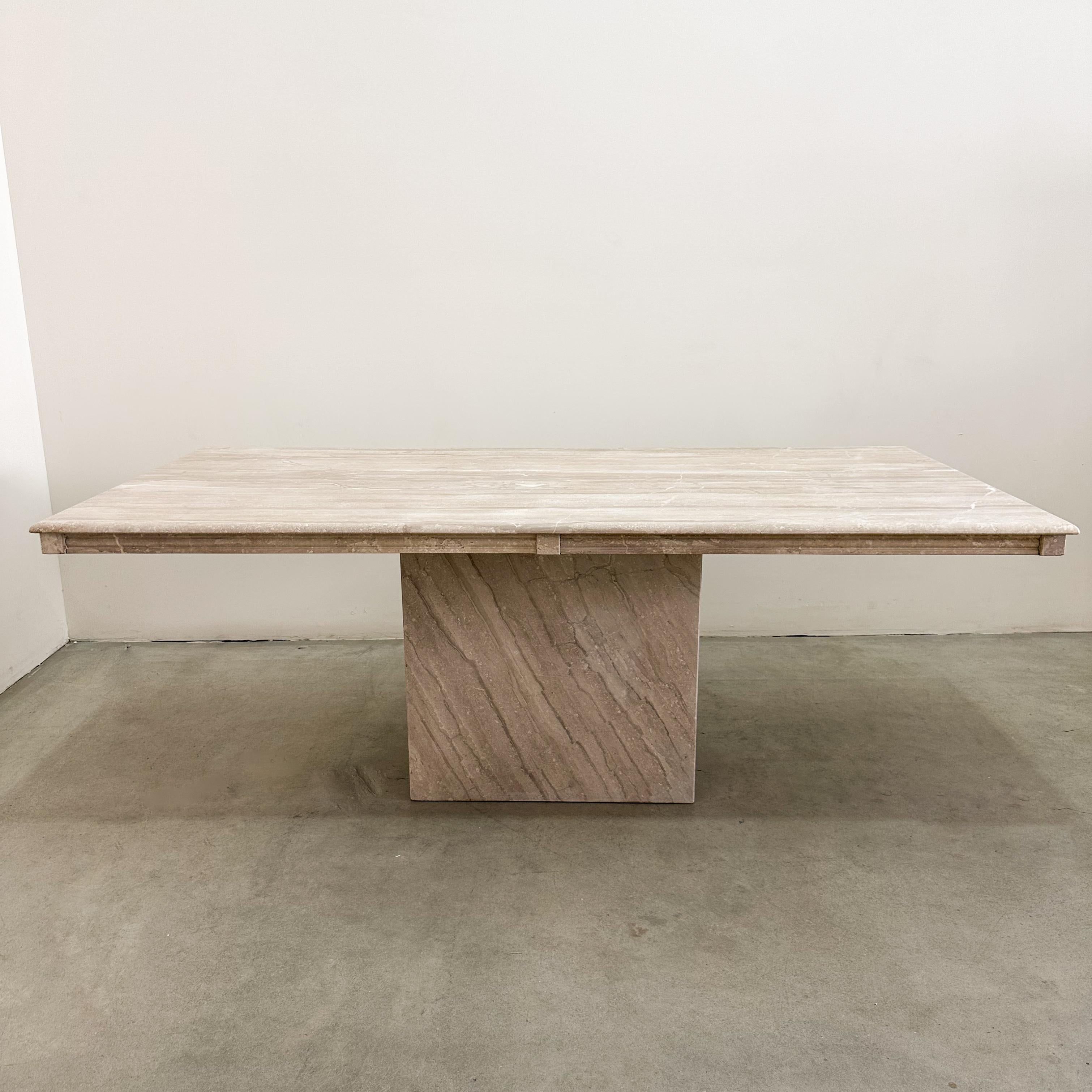 Vintage Mid-Century Modern Travertine Stone Rectangle Dining Table 70s 80s Bon état - En vente à Palm Desert, CA