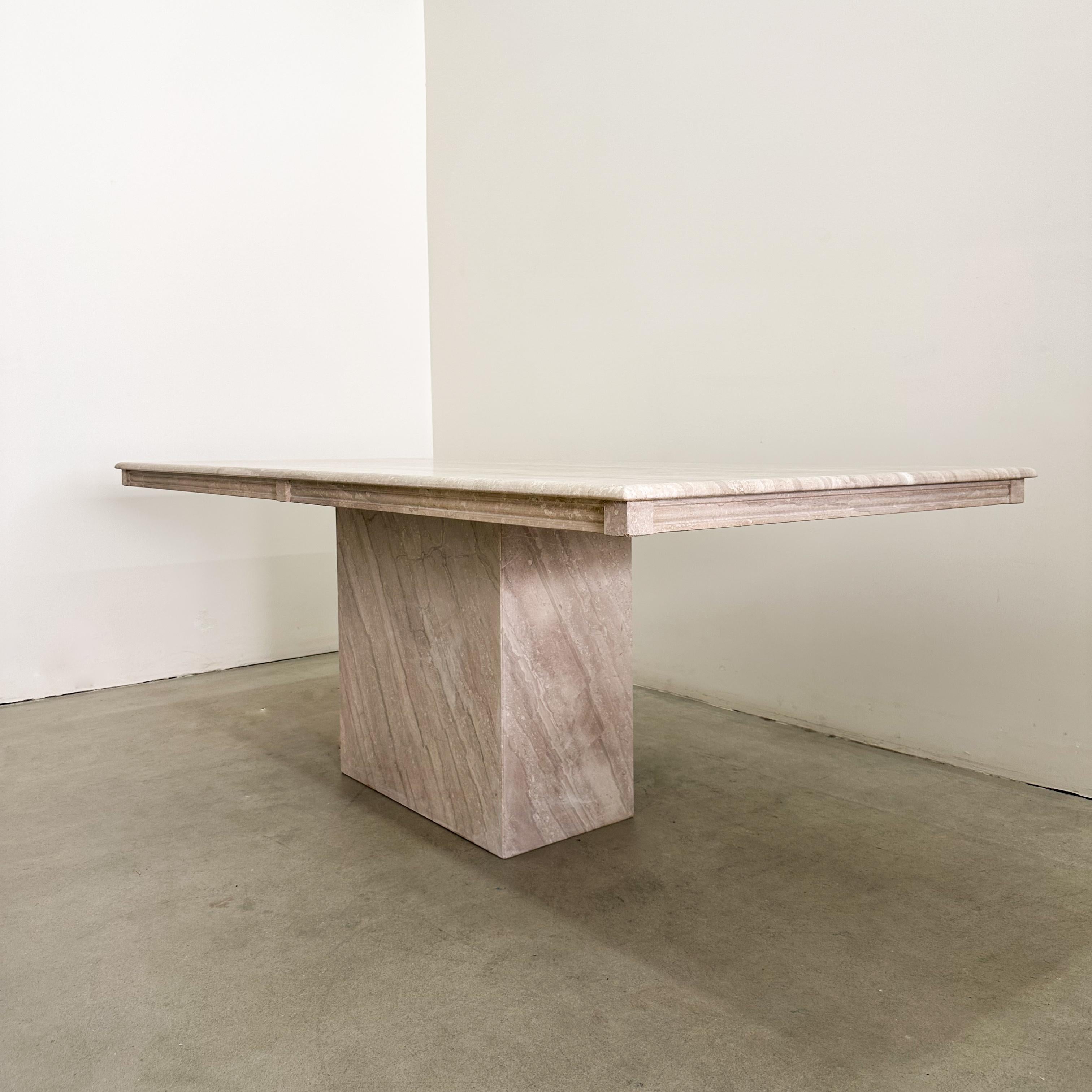 Vintage Mid-Century Modern Travertine Stone Rectangle Dining Table 70s 80s en vente 3