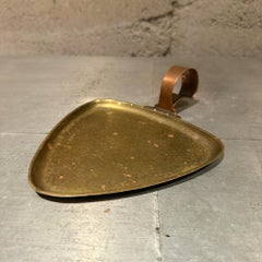 vintage mid-century modern triangular tray hammered brass