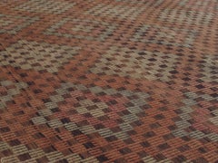 Vintage Mid-Century Modern Tribal Flatweave Rug