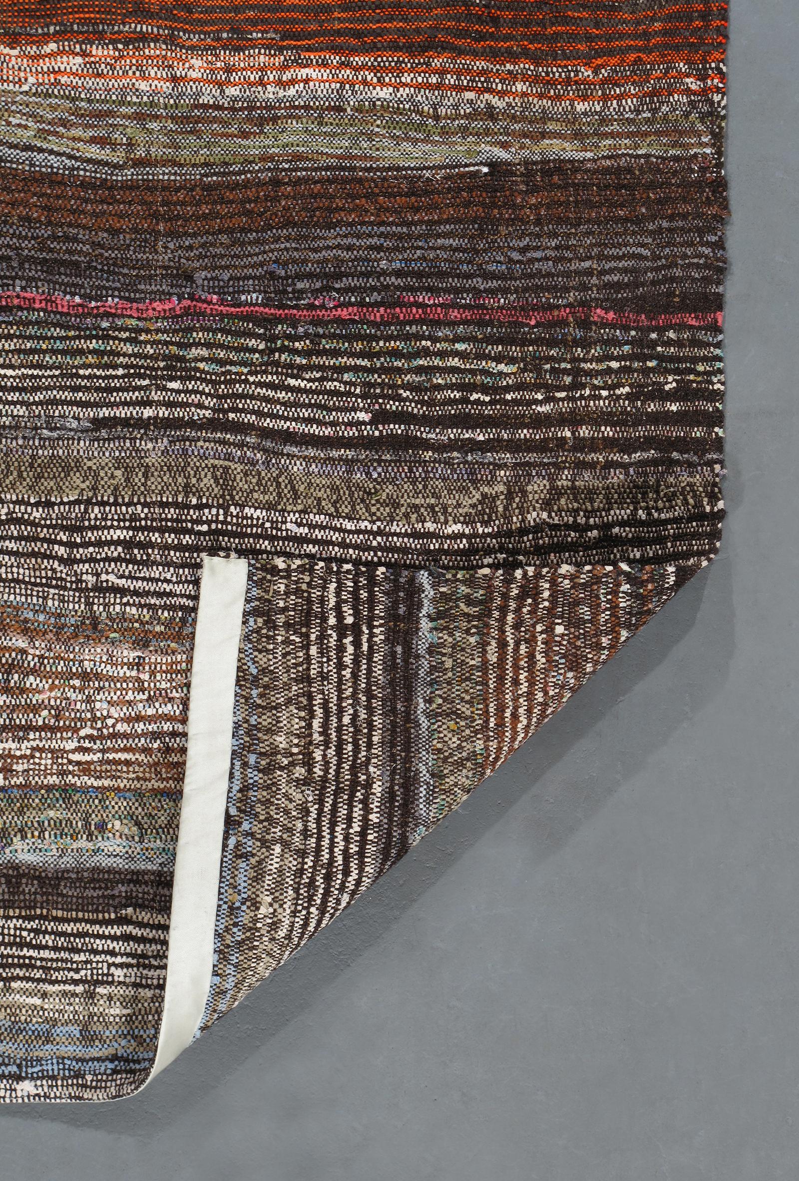 Turkish Vintage Mid-Century Modern Tribal Flat-Weave Rug For Sale