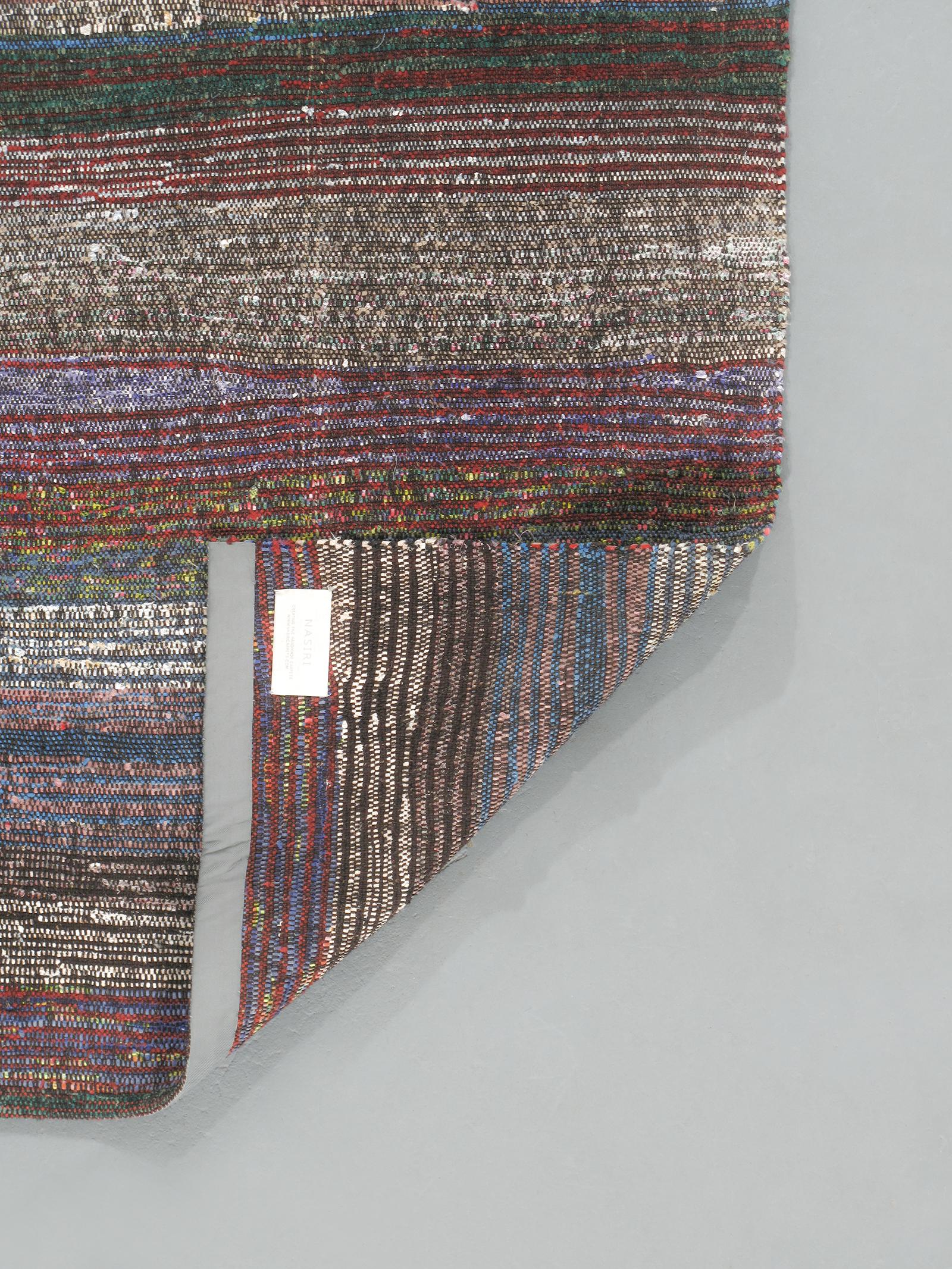 Hand-Woven Vintage Mid-Century Modern Tribal Flat-Weave Rug