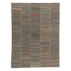 Vintage Mid-Century Modern Tribal Mazandaran Flat-Weave Rug