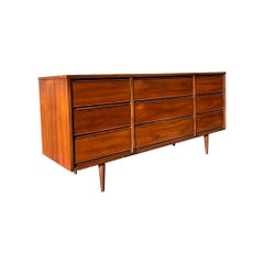 Vintage Mid Century Modern Triple Long Lowboy Dresser