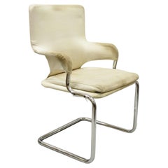 Vintage Mid-Century Modern Tubular Chrome Arm Chair with Burlap Seat