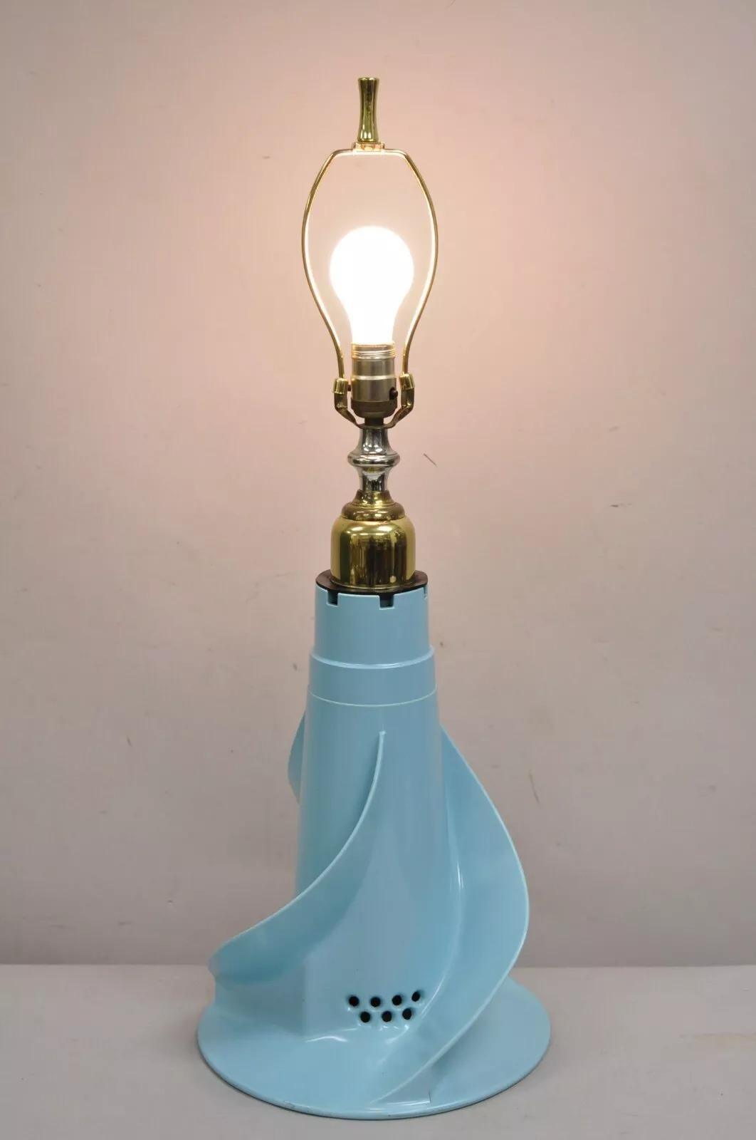 Vintage Mid Century Modern Turquoise Blue Converted Washing Machine Agitator Table Lamp. Circa Mid 20th Century. Measurements: 29.5