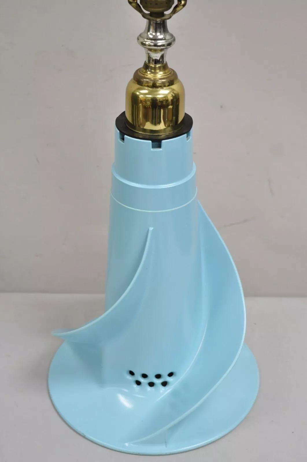 20th Century Vintage Mid Century Modern Turquoise Blue Washing Machine Agitator Table Lamp For Sale