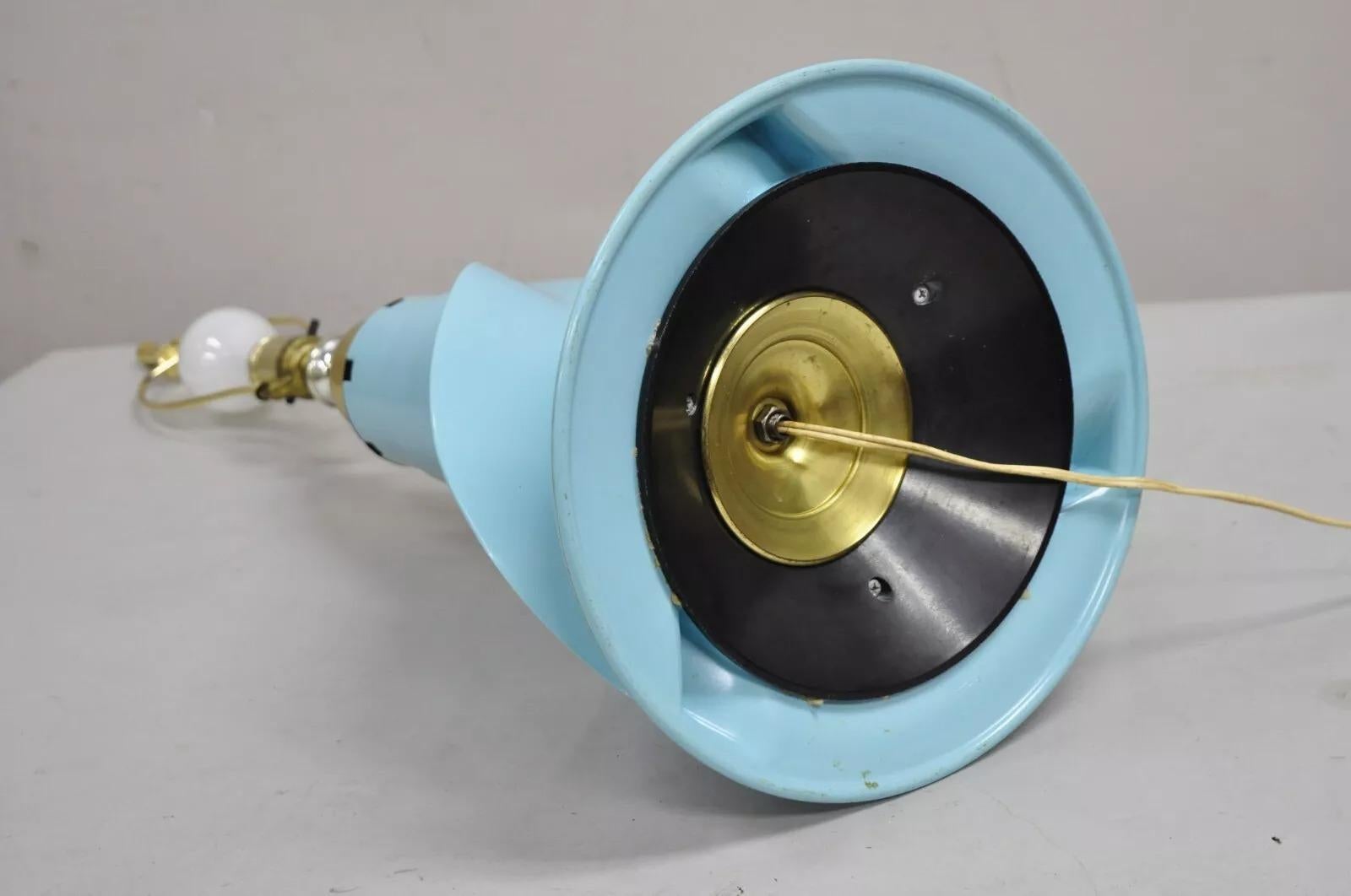 Vintage Mid Century Modern Turquoise Blue Washing Machine Agitator Table Lamp For Sale 2