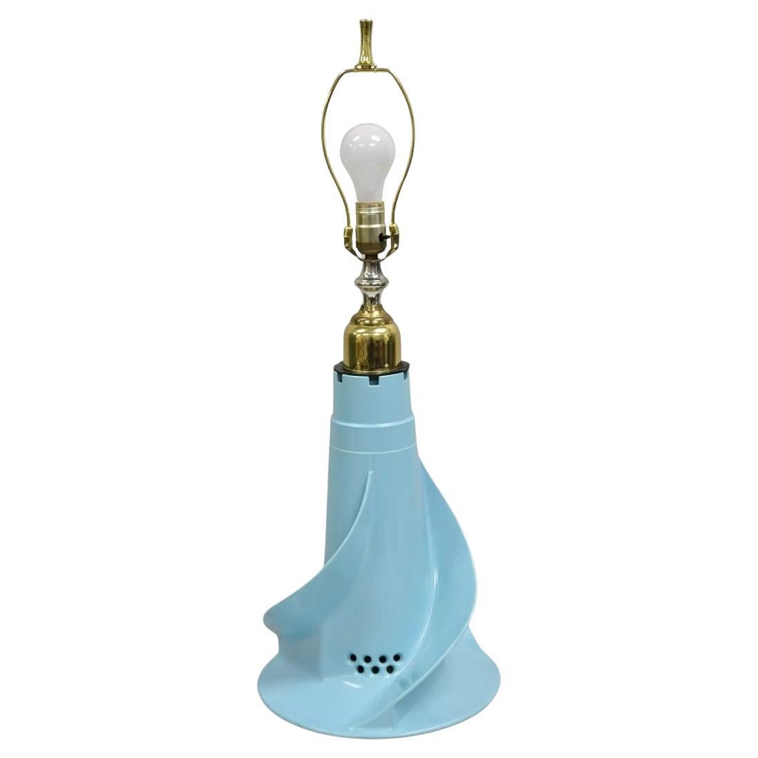 Vintage Mid Century Modern Turquoise Blue Washing Machine Agitator Table Lamp For Sale