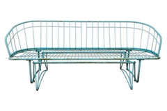 Vintage Mid Century Modern Turquoise Homecrest 3 Seater Atomic Glider Bench