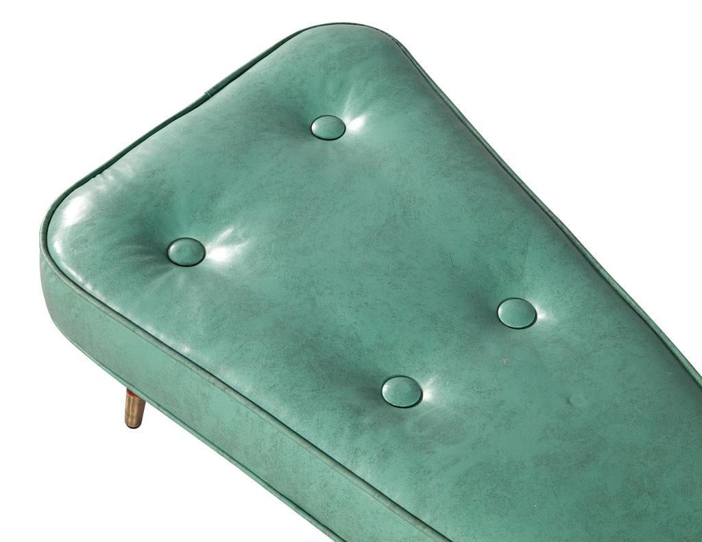 American Vintage Mid-Century Modern Turquoise Triangular Shaped Ottoman Bench For Sale