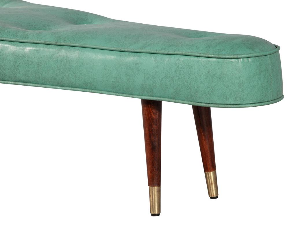 Brass Vintage Mid-Century Modern Turquoise Triangular Shaped Ottoman Bench For Sale