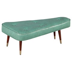 Vintage Mid-Century Modern Turquoise Triangular Shaped Ottoman Bench