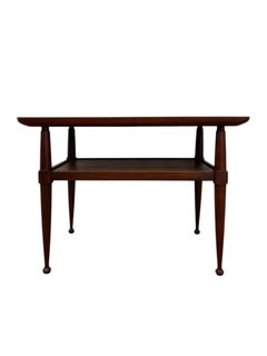 Vintage Mid Century Modern Two-Tier Side Table with tapered legs