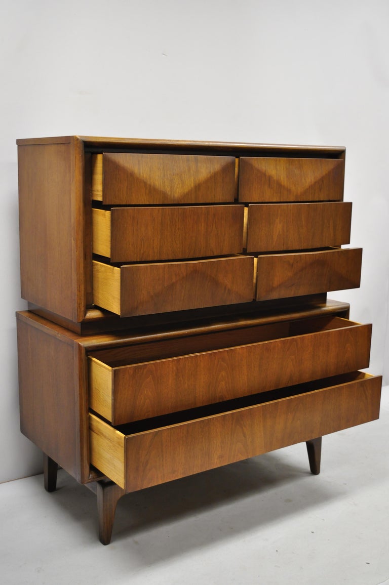 Vintage Mid Century Modern United Diamond Front Walnut Chest On Chest Dresser For Sale At 1stdibs Your email address will not be published.