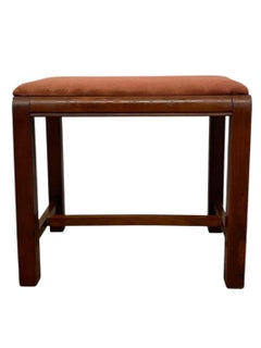 Vintage Mid Century Modern Upholstered Bench Stool with Wooden Frame
