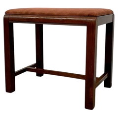 Vintage Mid Century Modern Upholstered Bench Stool with Wooden Frame