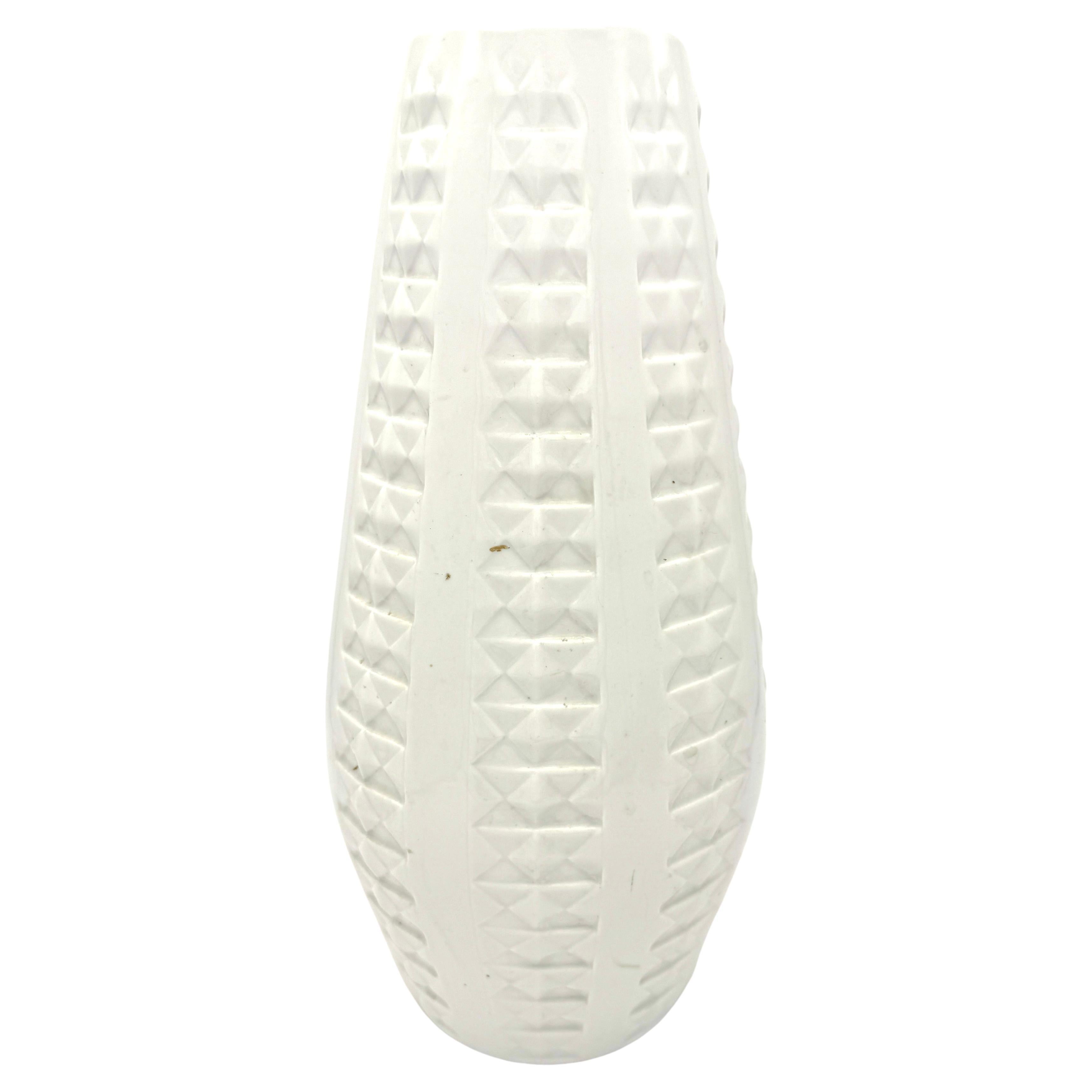Vintage Mid-Century Modern Vase Arzberg White Porcelain Optical Art OP Art
