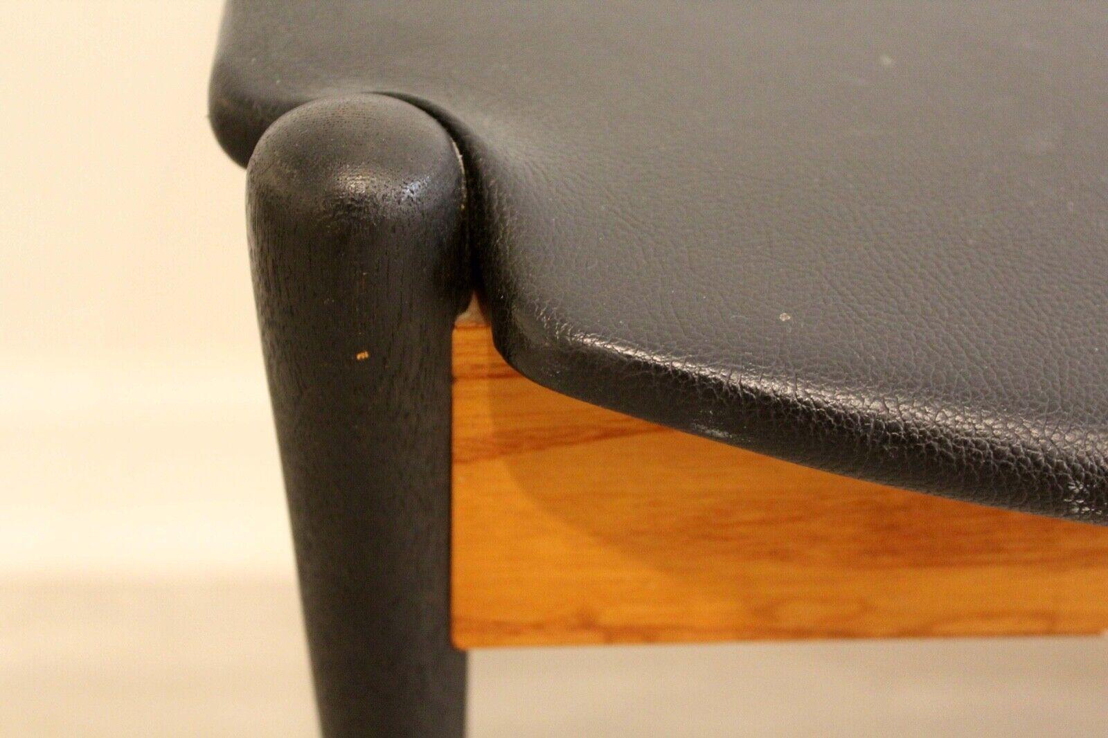 Vintage Mid-Century Modern Vinyl and Walnut Washington Wood 2 Seat Bench 3