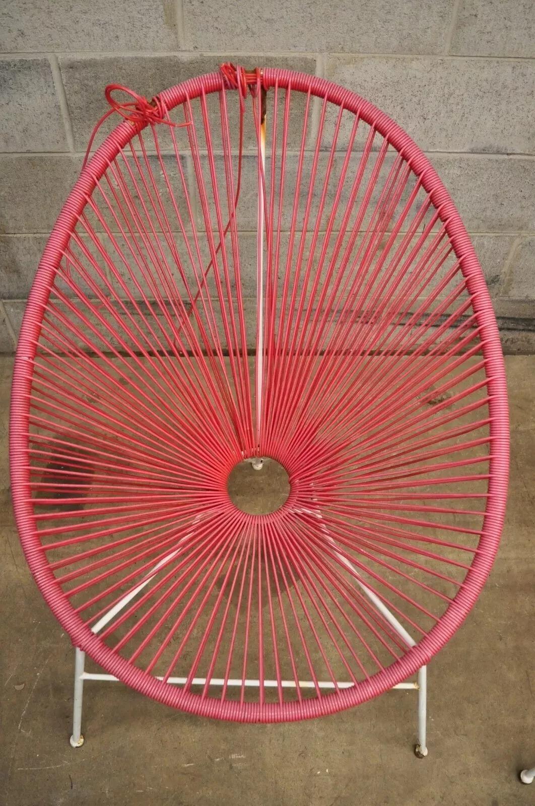 Mid-Century Modern Vintage Mid Century Modern Vinyl Rope Hoop Wrought Iron Acapulco Chairs - a Pair For Sale