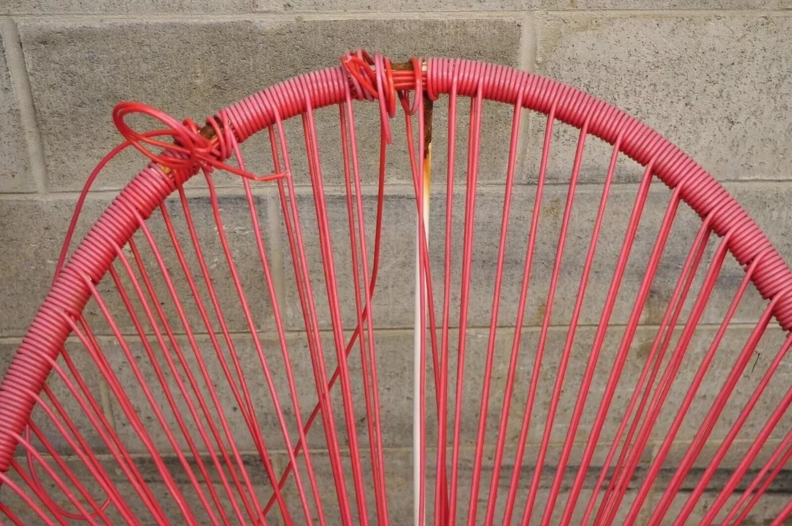 20th Century Vintage Mid Century Modern Vinyl Rope Hoop Wrought Iron Acapulco Chairs - a Pair For Sale