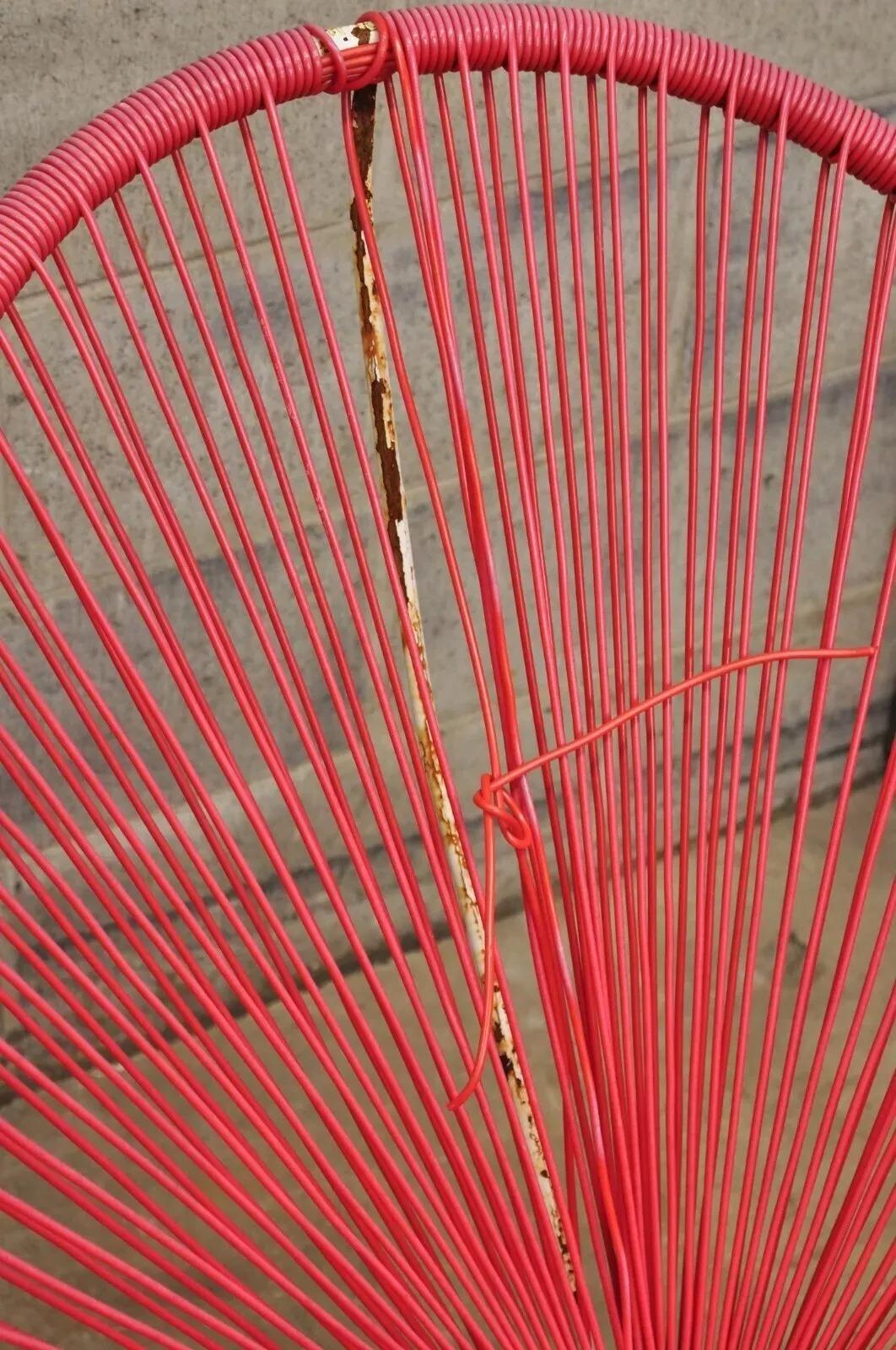Vintage Mid Century Modern Vinyl Rope Hoop Wrought Iron Acapulco Chairs - a Pair For Sale 1