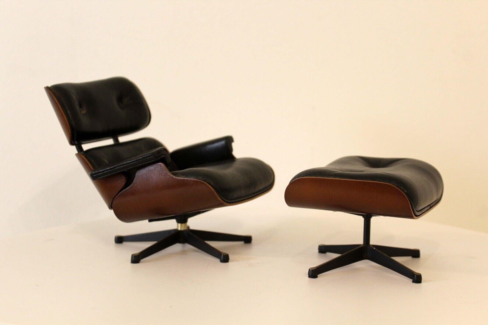 Vintage Mid-Century Modern Vitra Museum Miniature Eames Lounge Chair W Ottoman In Good Condition In Keego Harbor, MI