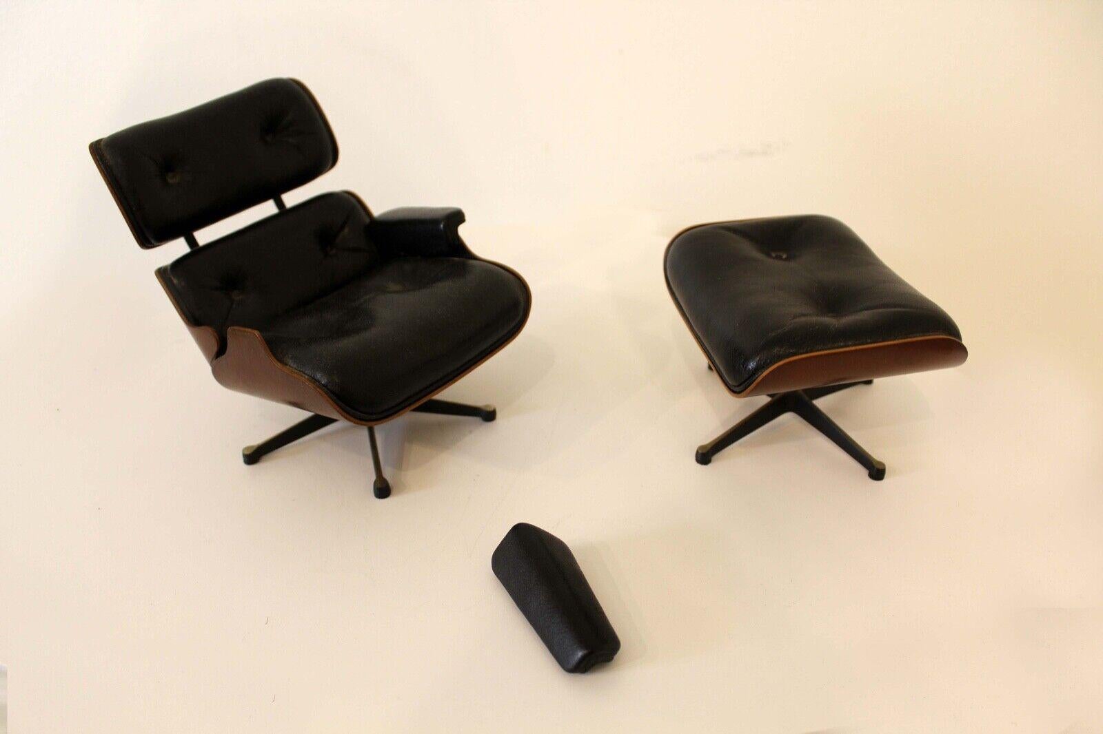 20th Century Vintage Mid-Century Modern Vitra Museum Miniature Eames Lounge Chair W Ottoman