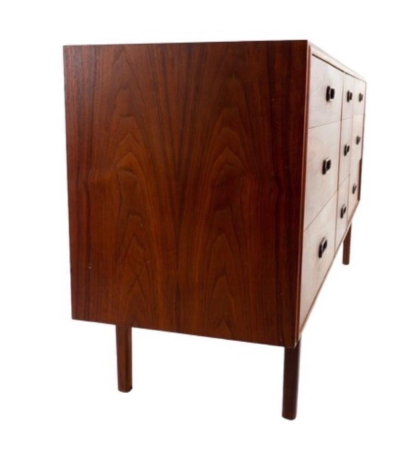 Vintage Mid-Century Modern Walnut 9 Drawer Dresser by Jack Cartwright 1