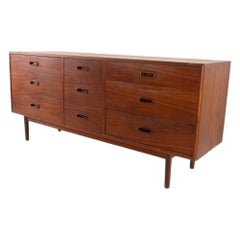 Vintage Mid-Century Modern Walnut 9 Drawer Dresser by Jack Cartwright