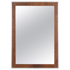 Vintage Mid-Century Modern Walnut and Aluminum Wall Mirror