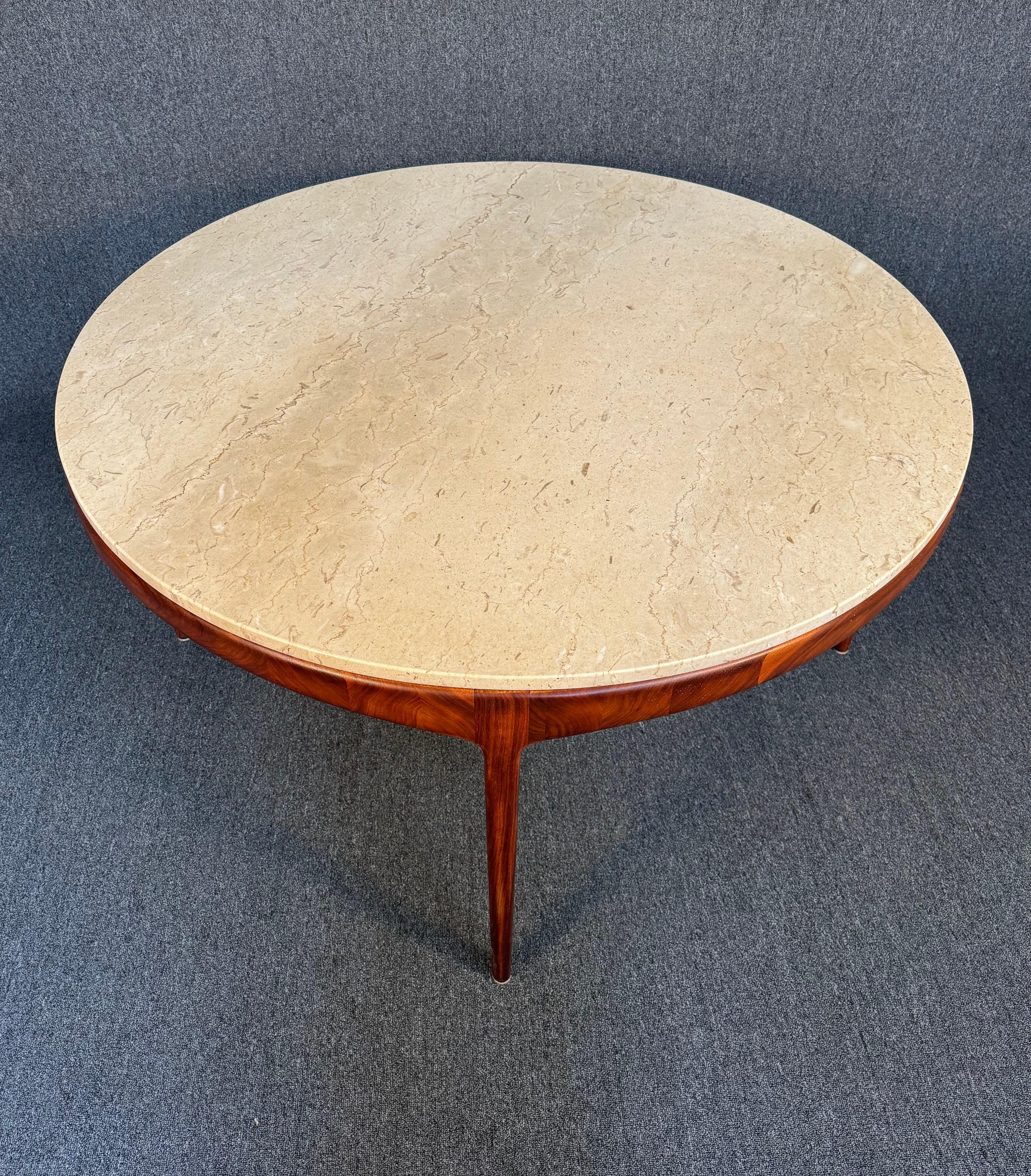 Mid-Century Modern Vintage Mid Century Modern Walnut and Marble Game Table by Lane For Sale