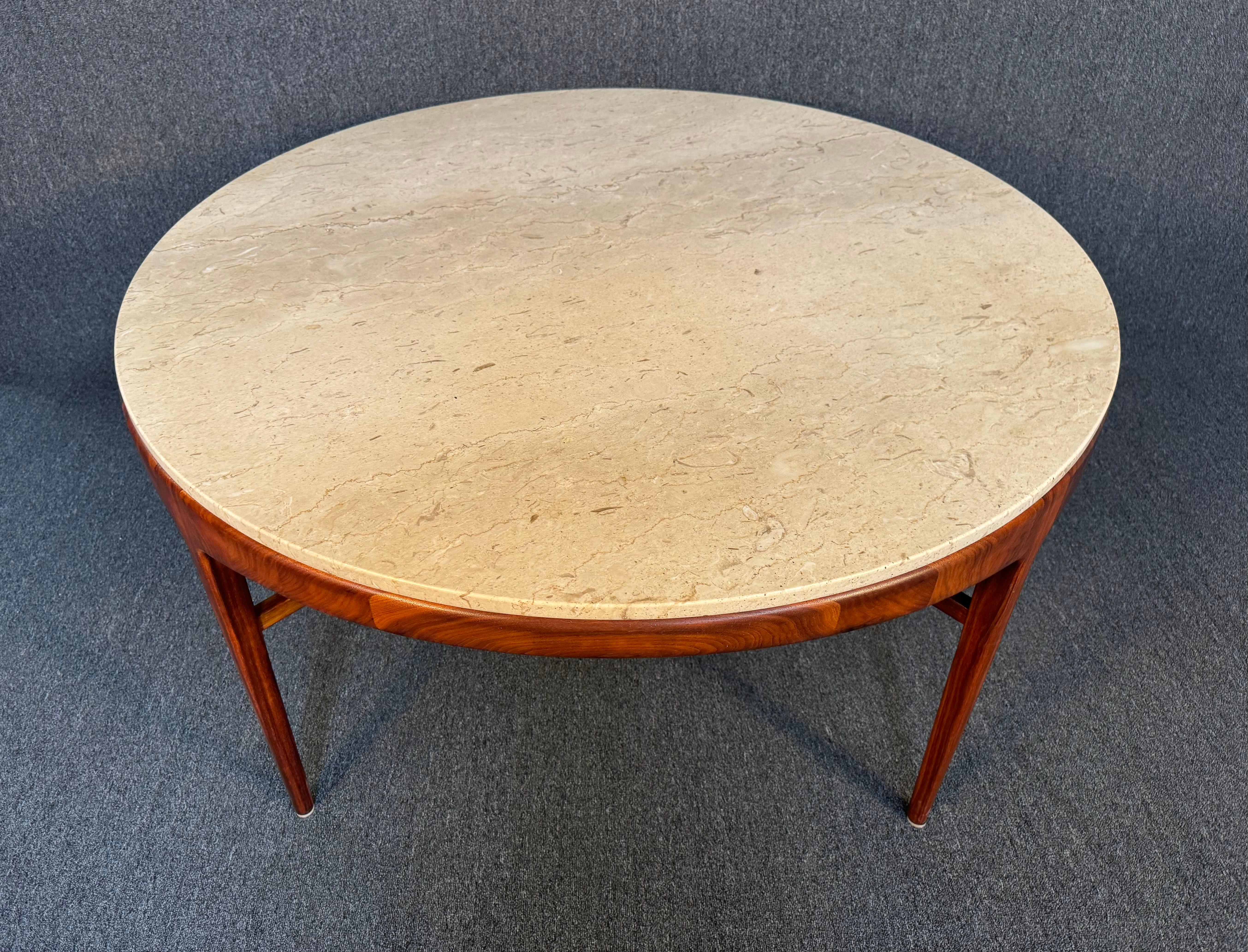 Mid-20th Century Vintage Mid Century Modern Walnut and Marble Game Table by Lane For Sale