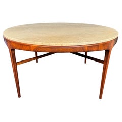 Used Mid Century Modern Walnut and Marble Game Table by Lane