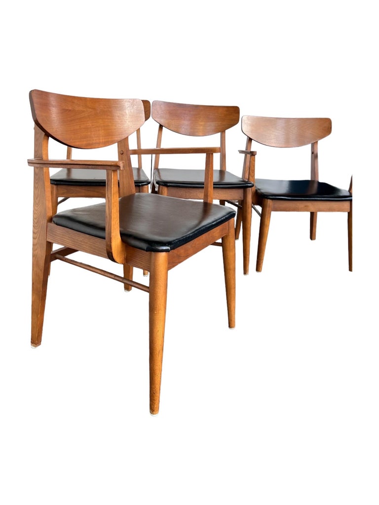 Vintage Mid-Century Modern Walnut and Oak Dining Chair Set For Sale at ...