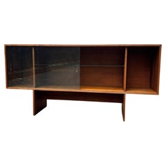 Vintage Mid Century Modern Walnuss Buchregal Display Cabinet Verstellbares Regal