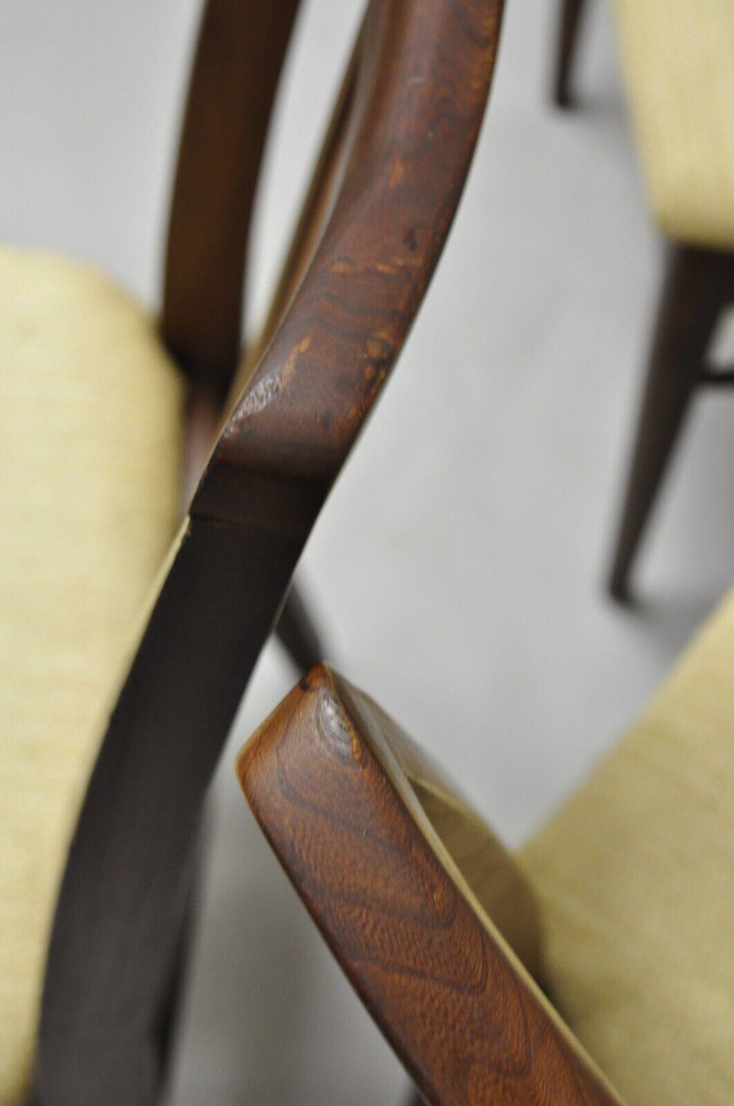20th Century Vintage Mid-Century Modern Walnut Cane Back Dining Chairs, Set of 4 For Sale