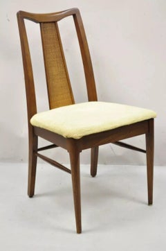 Vintage Mid Century Modern Walnut Cane Back Dining Room Side Chairs - Set of 4