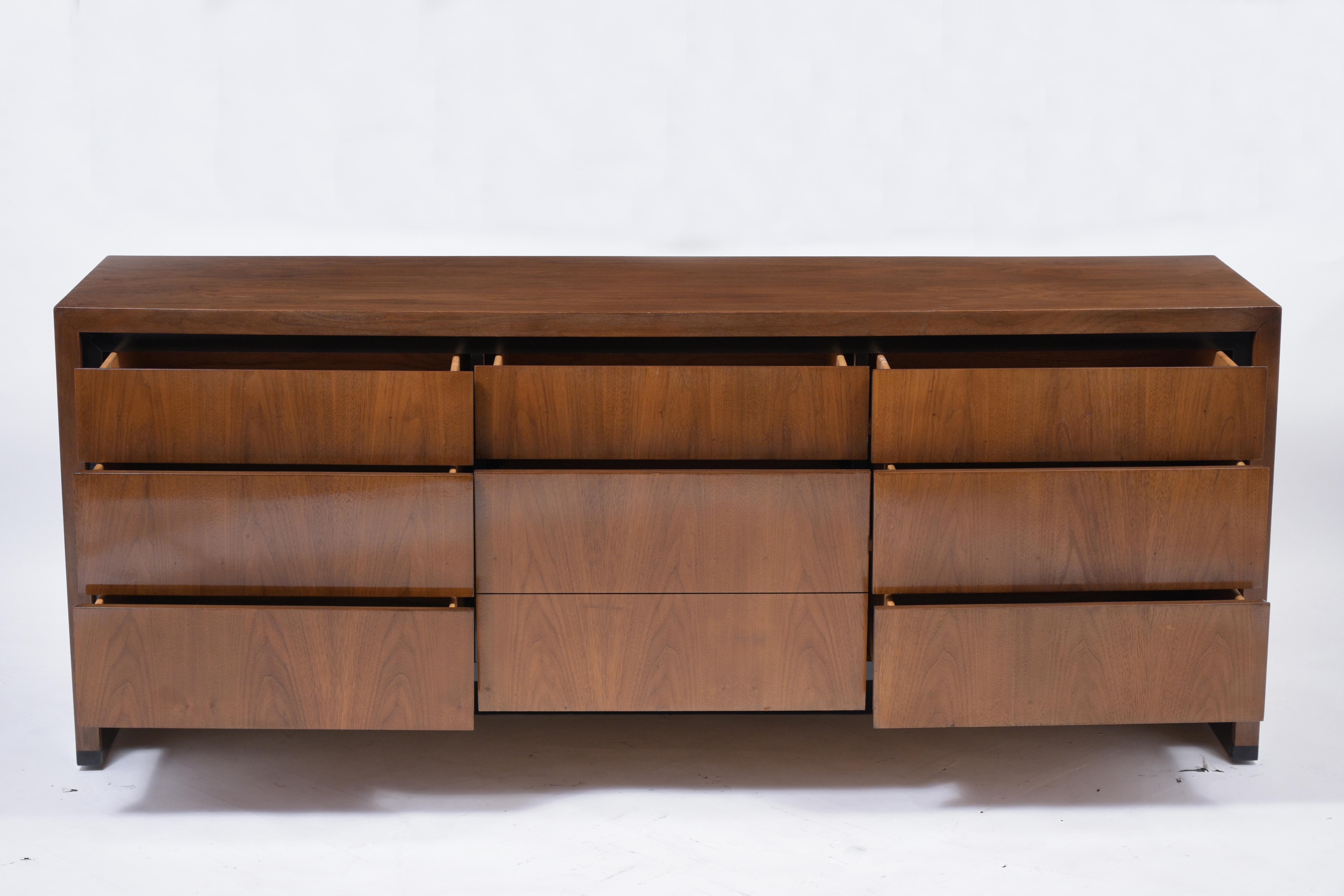 Polished Vintage Mid-Century Modern Walnut Chest of Drawers