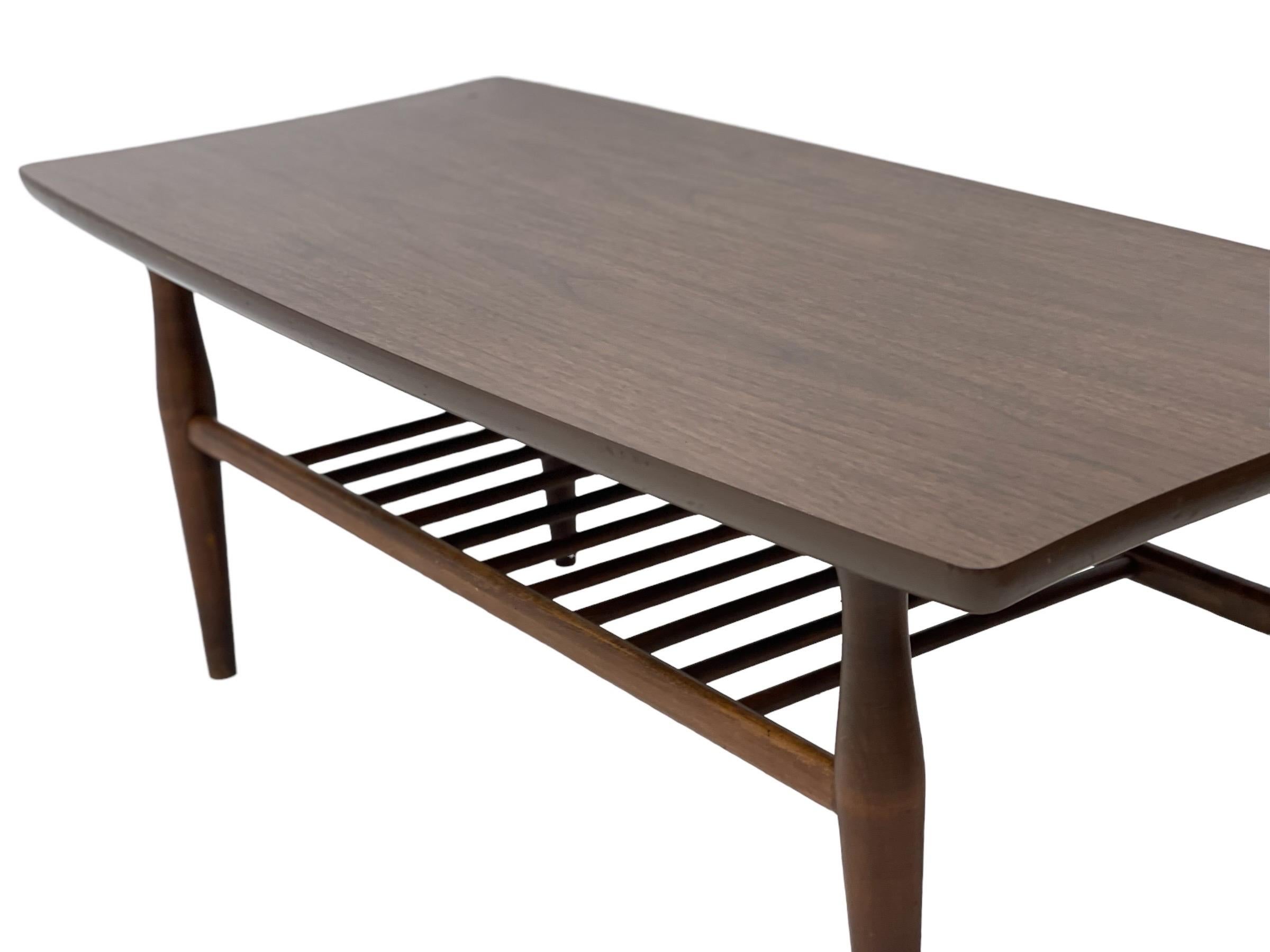 Mid-20th Century Vintage Mid-Century Modern Walnut Coffee Table with Shelf For Sale