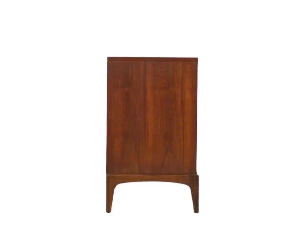 Vintage Mid-Century Modern Walnut Credenza Dovetail Drawers Reversible Cane Door For Sale 1