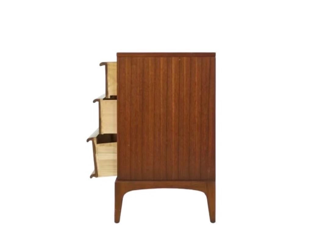 Vintage Mid-Century Modern Walnut Credenza Dovetail Drawers Reversible Cane Door For Sale 2