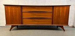 Mid-Century Modern Walnut Dresser with Sculpted Inlay Drawer Fronts