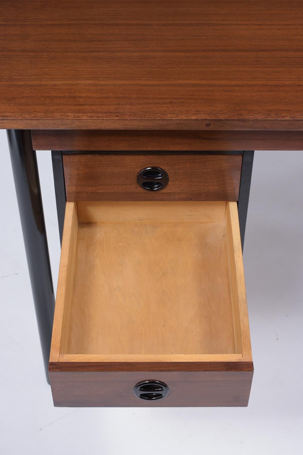 Wood Vintage Mid-Century Modern Walnut Desk