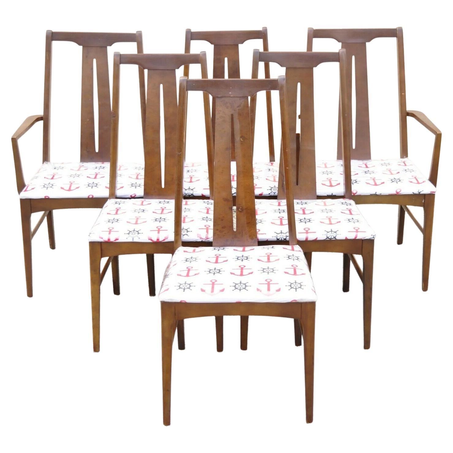 Vintage Mid Century Modern Walnut Dining Room Chairs - Set of 6