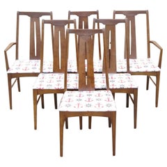 Chaises de salle à manger vintage en noyer de style mi-siècle moderne, lot de 6