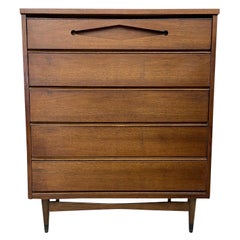 Vintage Mid-Century Modern Walnut Dresser Dovetail Drawers