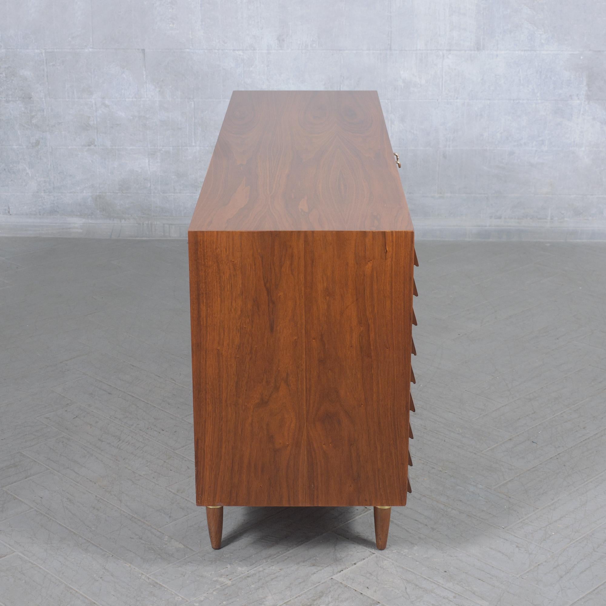Restored Mid-Century Modern Walnut Dresser: Timeless Elegance & Function For Sale 8